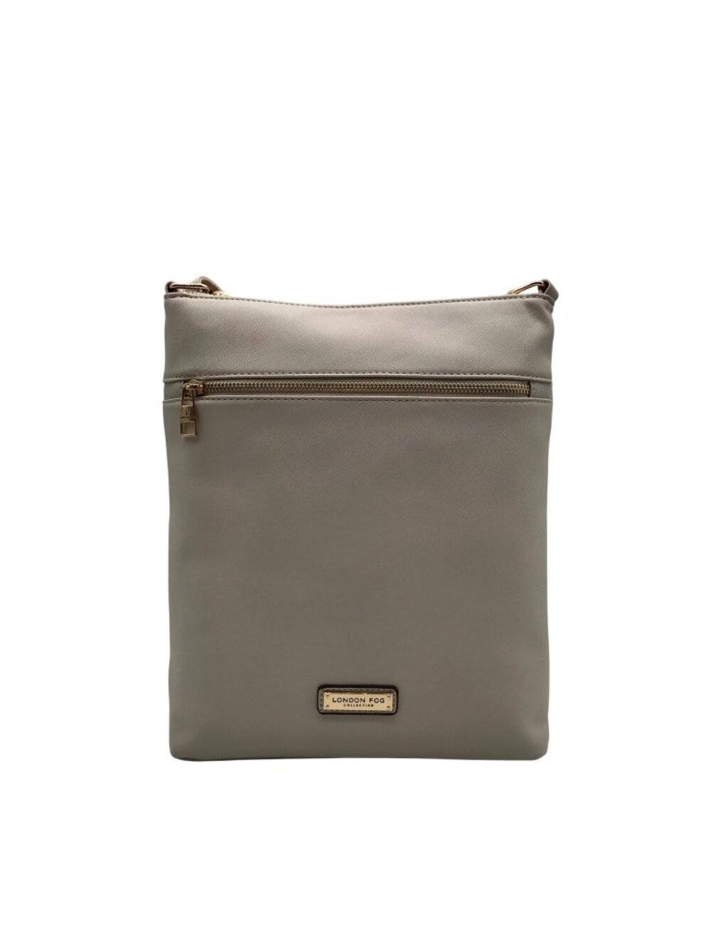 London Fog Taupe Faux Leather Crossbody Bag